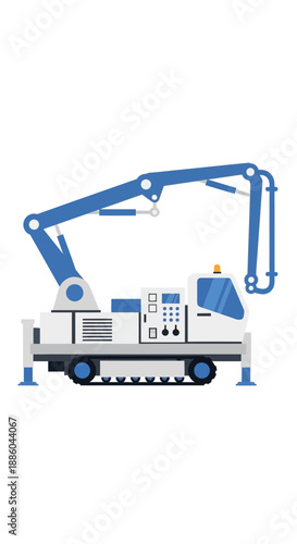 Heavy Construction Concrete Pump Truck Illustration Modern Flat Design Engineering Vehicle