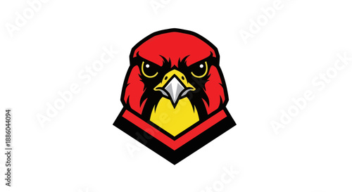 Bold red hawk head emblem isolated
