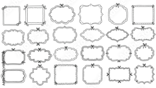 Group of ornate, decorative, vintage-style frames featuring subtle bow accents along the borders for elegant certificate or picture mounting.