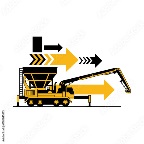 Heavy Duty Concrete Pump Truck Icon Moving Liquid Mix For Modern Building