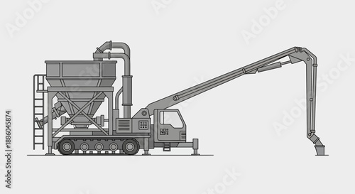 Heavy Duty Concrete Pump Truck Vector Illustration For Modern Construction Projects