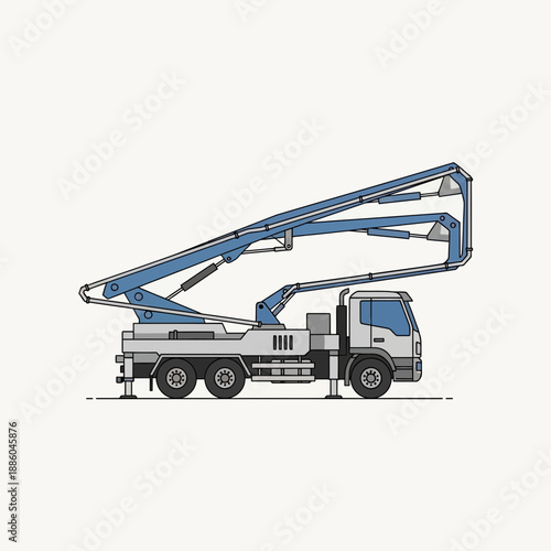 Heavy Duty Concrete Pump Truck Vector Illustration For Modern Construction Projects