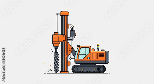 Heavy Duty Construction Drilling Rig Machinery Illustration Modern Digital Art Vector