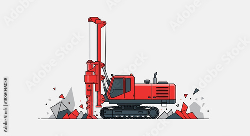 Heavy Duty Foundation Drilling Rig Actively Engaged In Construction Site Work