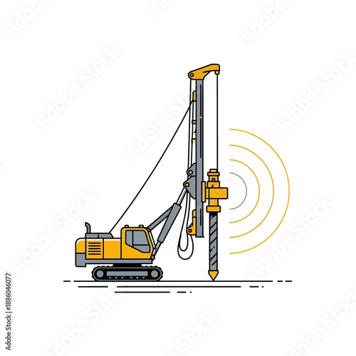 Heavy Duty Foundation Drilling Rig Illustration Construction Site Machinery Essential Equipment
