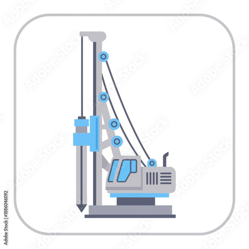 Heavy Duty Foundation Drilling Rig Isolated Illustration Industrial Machinery Vector