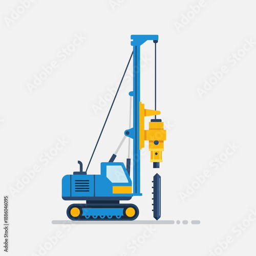Heavy Duty Foundation Drilling Rig Illustration For Construction Projects And Ground Engineering