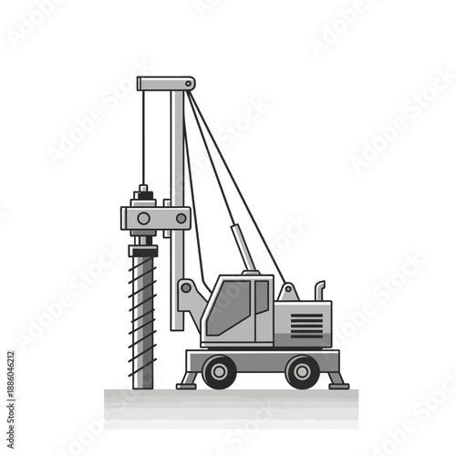 Heavy Duty Construction Rig For Foundation Drilling And Piling Work Concept