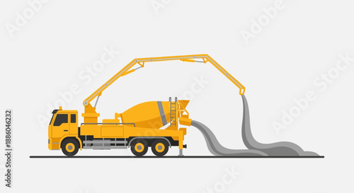 Heavy Duty Construction Vehicle Pouring Liquid Concrete With Advanced Pump System
