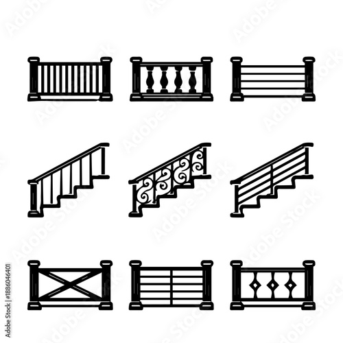 railing vector icon set on a white background
Vector icon set