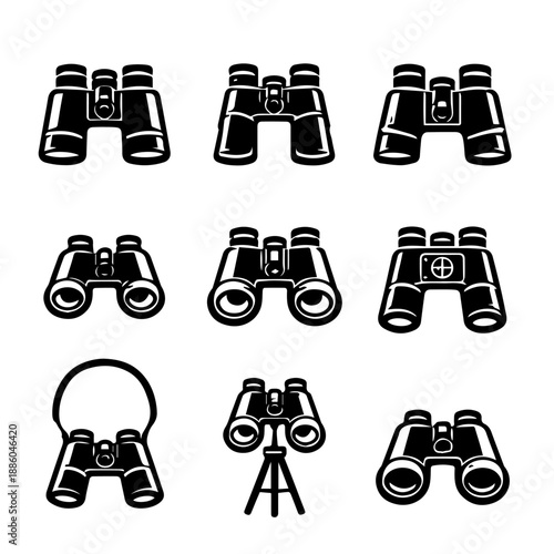 binoculars vector icon set on a white background
Vector icon set