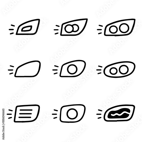 headlights vector icon set on a white background
Vector icon set