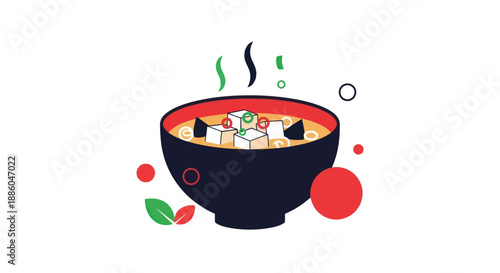 Bowl of soup illustration on white background