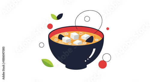 Bowl of soup illustration on white background