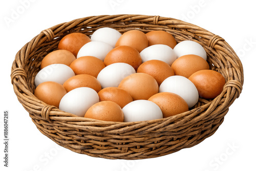 Wallpaper Mural Basket filling with fresh brown and white organic eggs from farm for healthy breakfast and cooking, transparent background Torontodigital.ca