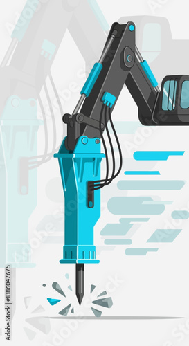 Heavy Duty Industrial Hydraulic Breaker Attachment For Demolition And Groundwork Operations