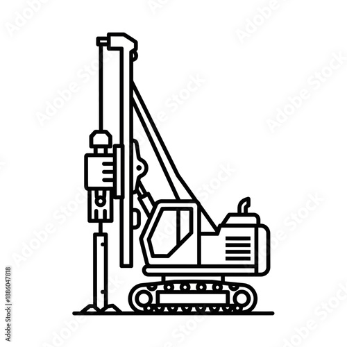 Heavy Duty Piling Rig Working On Building Foundation Construction Site Project