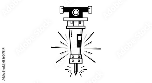 Heavy Duty Jackhammer Breaking Icon Vector Illustration For Construction Projects