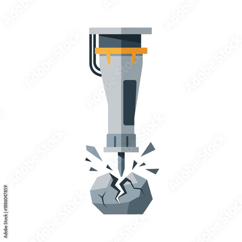 Heavy Duty Jackhammer Drill Breaking Through Solid Rock Foundation Construction Site Equipment