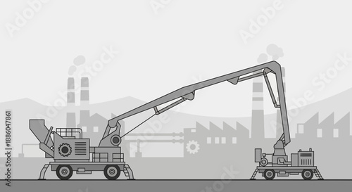Heavy Duty Pumping Machines Operating In A Monochromatic Industrial Environment
