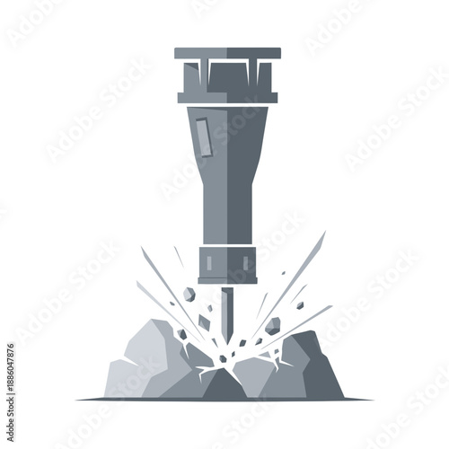 Heavy Duty Jackhammer Expertly Breaking Rocks And Concrete On Construction Site