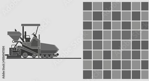 Heavy Duty Road Building Machine Laying Asphalt With Seamless Grey Pattern Design