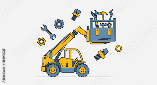 Heavy Duty Telehandler Lifting Toolbox With Essential Repair Tools And Mechanical Components