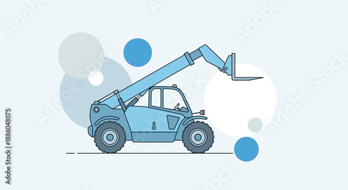 Heavy Duty Telescopic Handler Vehicle Illustration For Logistics And Building Site Operations