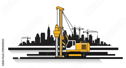 Heavy Equipment Building Future City Infrastructures Piling Machine Urban Development