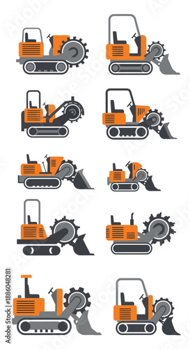Heavy Equipment Construction Vector Illustrations Collection For Industrial Projects