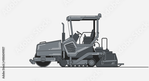Heavy Machinery Road Paver Building Infrastructure Graphic Design Flat Icon Illustration