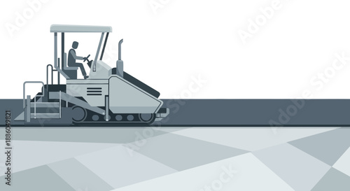 Heavy Machinery Road Paving Industrial Infrastructure Development Illustration