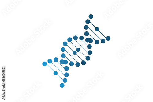 DNA Double Helix Structure with Blue Dots and Lines on White Background
