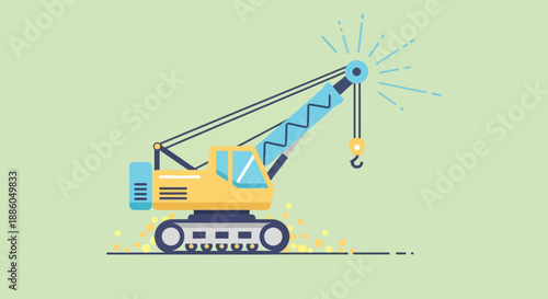 Heavy Machinery Tracked Crane Digital Artwork For Building Industry Projects