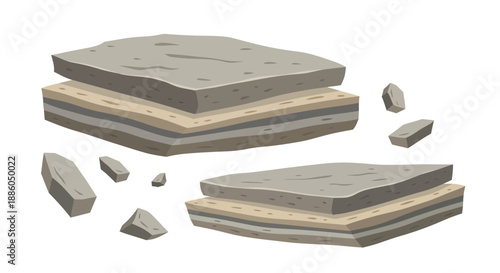 Illustrative Geological Strata Showing Soil Composition And Ground Structure Visual