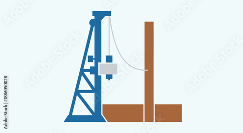 Industrial Drilling Operation Illustrates Earth Exploration And Subsurface Construction Process
