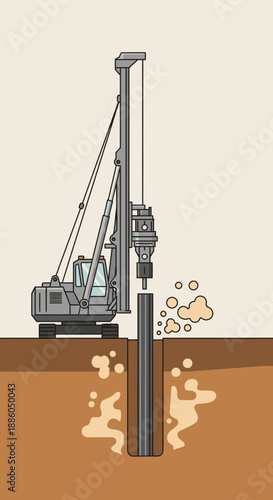 Industrial Drilling Rig Creating Deep Foundation For Modern Infrastructure Projects