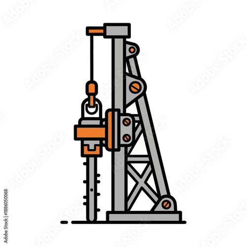 Industrial Drilling Rig Equipment Icon For Resource Extraction Industry Projects