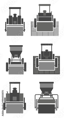 Heavy Industrial Construction Equipment Vector Illustrations Collection For Engineering Projects
