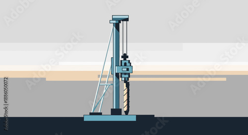 Industrial Drilling Rig Extracting Resources From The Earth Minimalist Vector Illustration