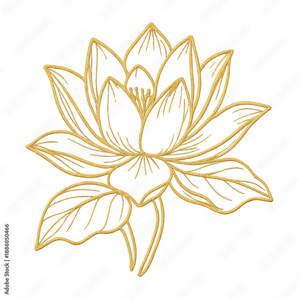 Obraz premium PNG Elegant golden lotus illustration
