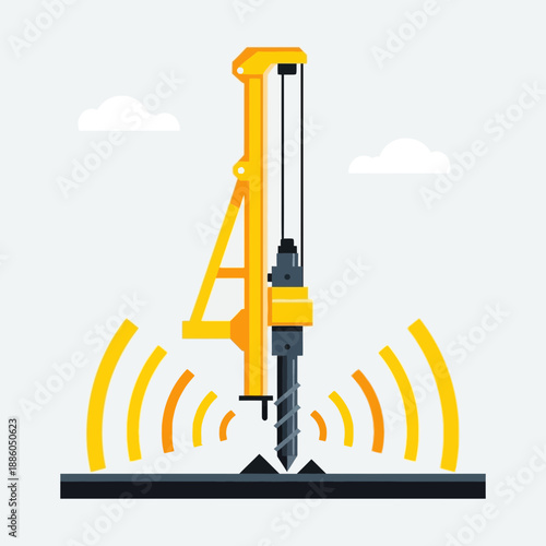 Industrial Foundation Drilling Machine Creating Holes With Powerful Vibrations For Construction