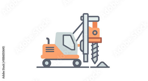 Industrial Foundation Drilling Rig Equipment Icon For Engineering Projects Vector Art