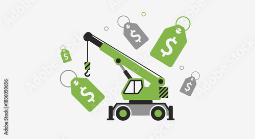 Industrial Construction Project Valuation With Floating Price Tags Illustration