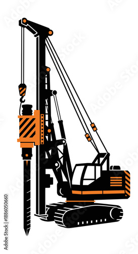 Industrial Foundation Drilling Rig Icon Vector Illustration Heavy Construction Equipment