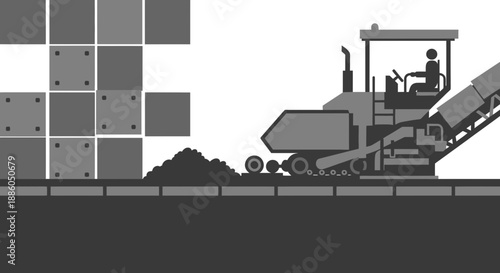 Industrial Construction Site Featuring Heavy Machinery And Material Removal Process