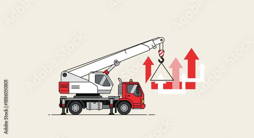 Industrial Crane Lifting Object Symbolizing Business Growth And Upward Progress Direction