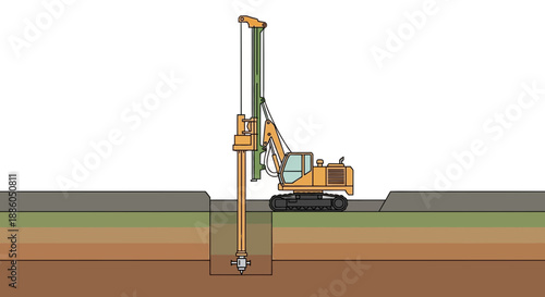 Industrial Deep Drilling Machine Creating Foundations For Large Structures Groundwork