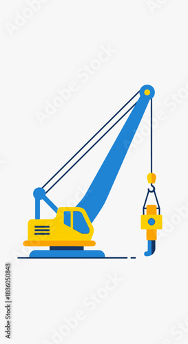 Industrial Heavy Lifting Crane Equipment Vector Illustration for Construction Site Projects