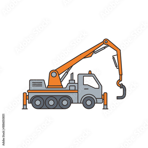 Industrial Heavy Lift Crane Truck Vehicle Vector Illustration Design Element